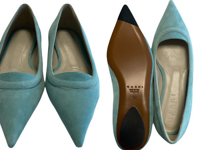 Marni Leather Suede Pointed Toe Ballet Flats Shoes Ballerinas Schuhe New 36