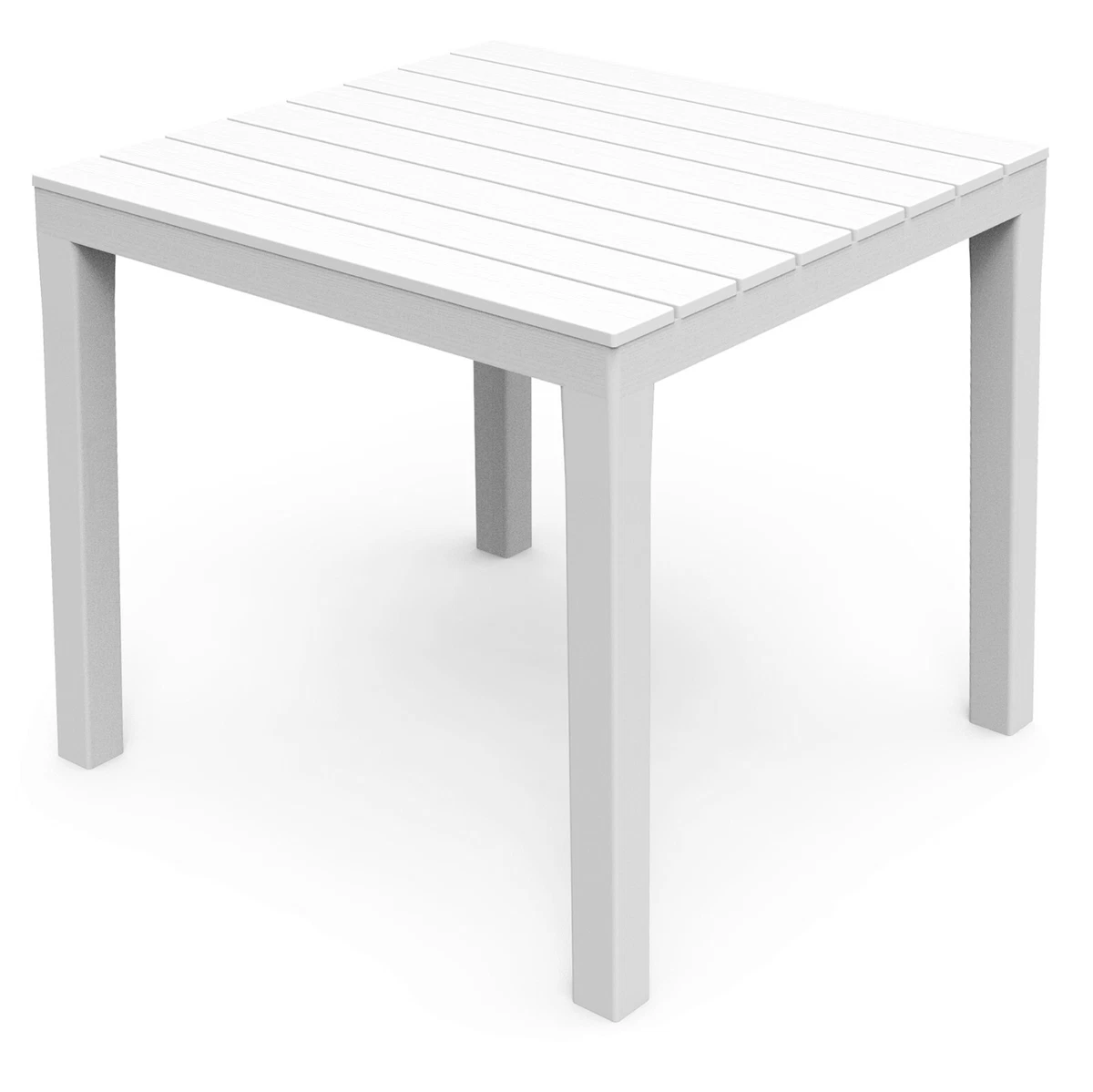Large White Square Garden Slatted Plastic Table Patio Deck Outdoor Furniture