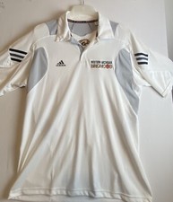 Adidas Golf WMU Western Michigan University Polo Shirt Size L White/Gray Broncos