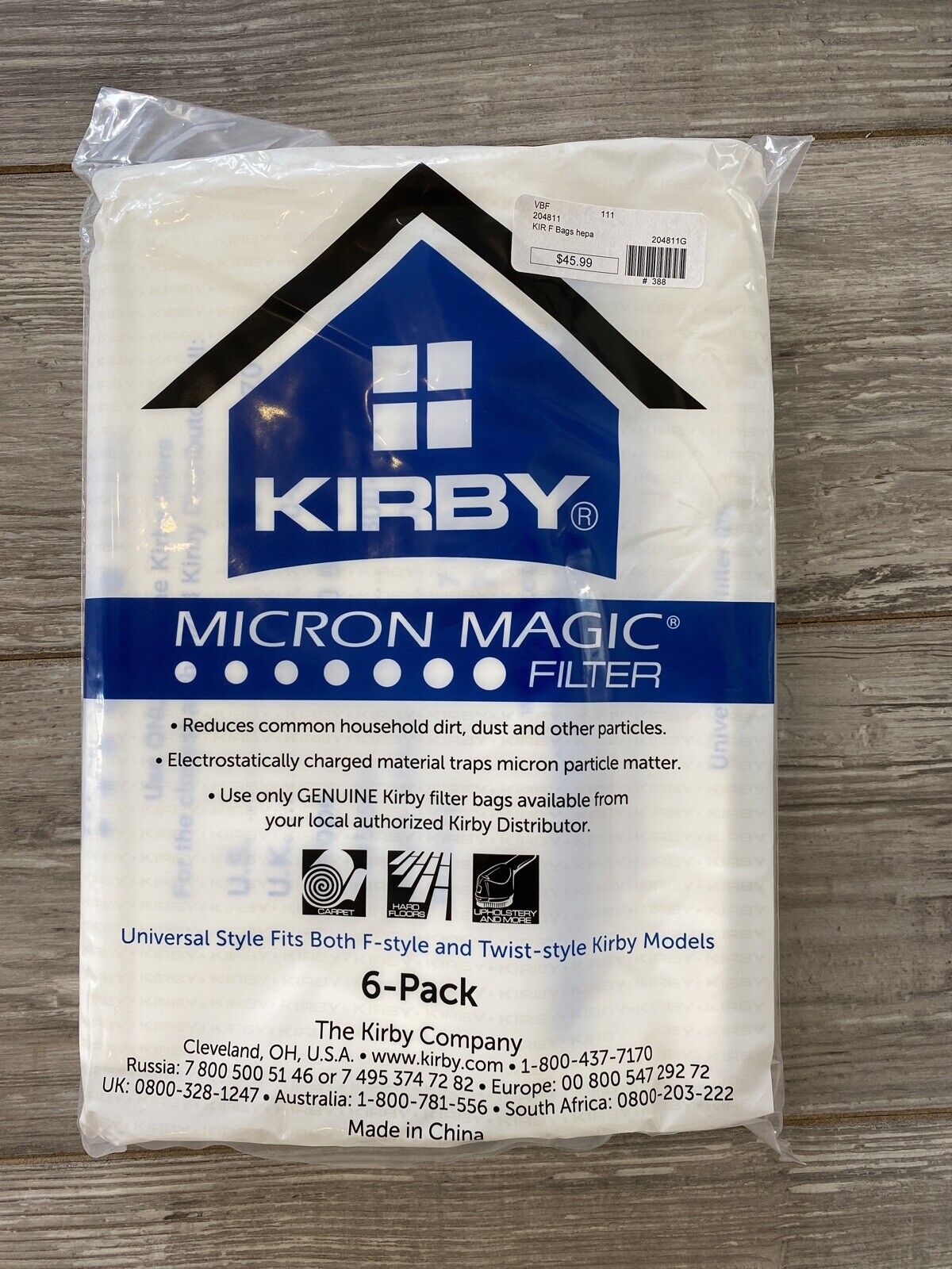6 Park vacuum cleaner dust bags for kirby 204811