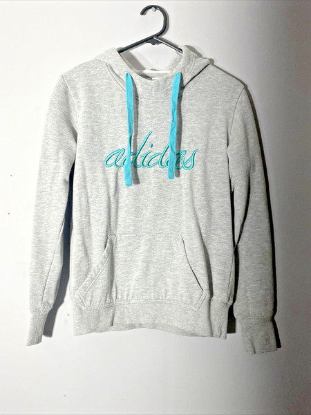 Adidas Hoodie Small Ladies Sweater Activewear Grey Embroidered Logo