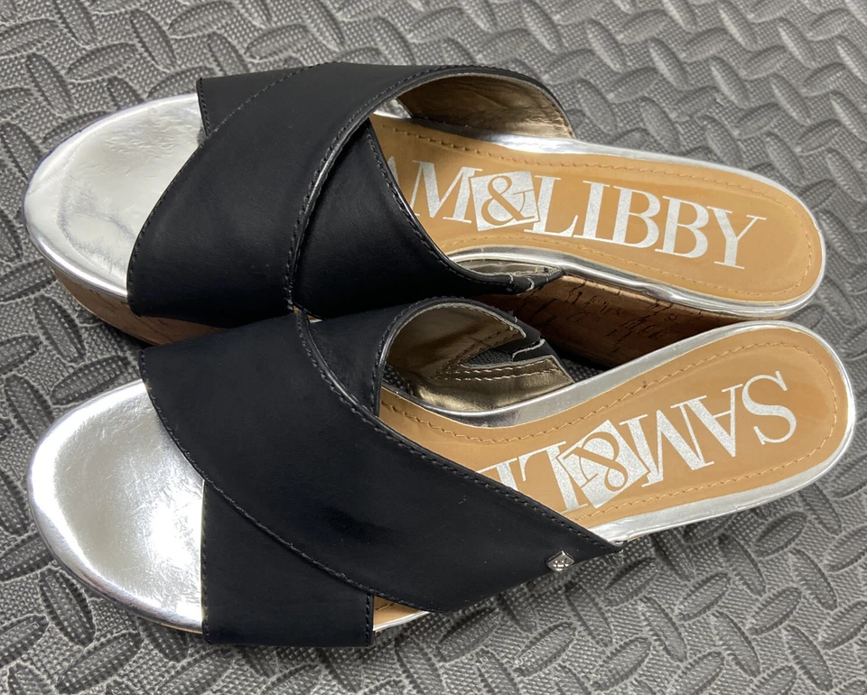 Sam & Libby Women's Shoes Size 6.5 Black Open Toe Preowned - Image 2 of 4