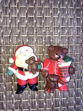 Vintage Russ Teddy Bear Holding Stocking Santa Collectible Ornaments Holiday