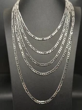 Italian Solid Sterling Silver Figaro Link Chain Necklace 925 Silver Chain Unisex
