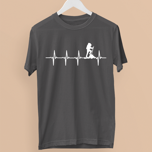 Hiking Heart Beat T-shirt Camping Hills Mountain Picnic Climbing Backpacking - Picture 8 of 20