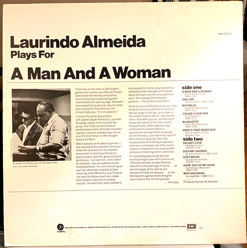 Laurindo Almeida LP - A Man And A Woman - Capitol SM 2701, 1967, NM - Picture 2 of 2