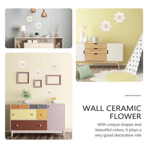 1PC Wall Ceramic Flower Sculpture 3D Wall Hanging Decoration Home Decor - Picture 12 of 12