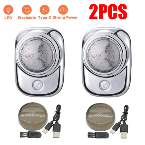 2PCS Electric Razor for Men MINI-SHAVE PORTABLE ELECTRIC SHAVER USB Rechargeable