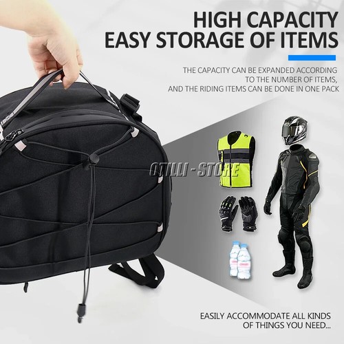 For BMW R1300GS 2024- Nylon Black Waterproof Tail Bags Back Seat Bags Handbag - Picture 7 of 16