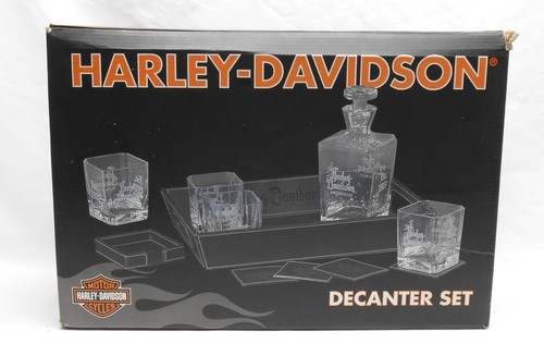 Harley-Davidson Dekanter Getränkeset - Becher, Ledertablett & Untersetzer - Bild 2 von 10