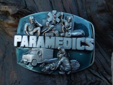 Siskiyou blue enamel PARAMEDICS Belt Buckle Made in USA 1992