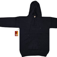 MEN HANDMADE ANDEAN ALPACA BLACK PULLOVER HOODIE SZ M