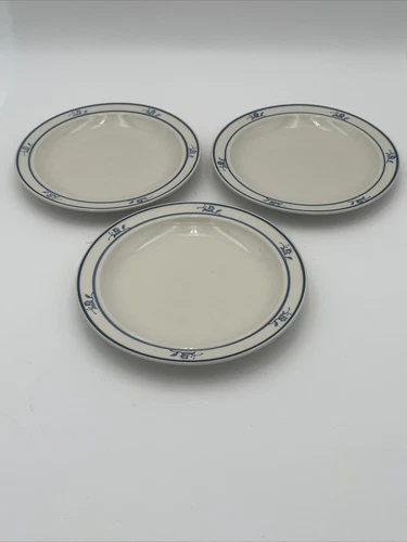 Vintage Brick Oven Stoneware SCANDIA BLUE Salad Dessert Plate  7 3/4" Set of 3
