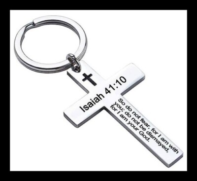 ZWEI - ALSO FÜRCHTE DICH NICHT, DENN ICH BIN BEI DIR - SCHLÜSSELANHÄNGER BIBELVERS CHRISTLICHES KREUZ T97