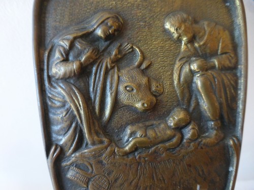 Ancien bénitier de chevet. Bronze patiné.Tête de Christ. XIXème. Antique stoup - Picture 8 of 10