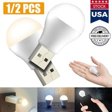 1/2x USB Night Light, LED Mini Light Bulb, Plug in Night Light,Warm White Light