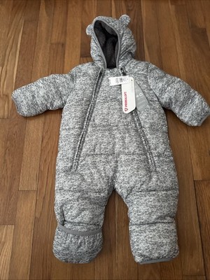 Baby Gap Gray Insulated Bunting Snow Suit Fleece Unisex Size 0-6 Months