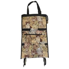 Vintage Cat Lovers Tapestry Shopping Travel Fold Up Rolling Tote Collapsible Bag