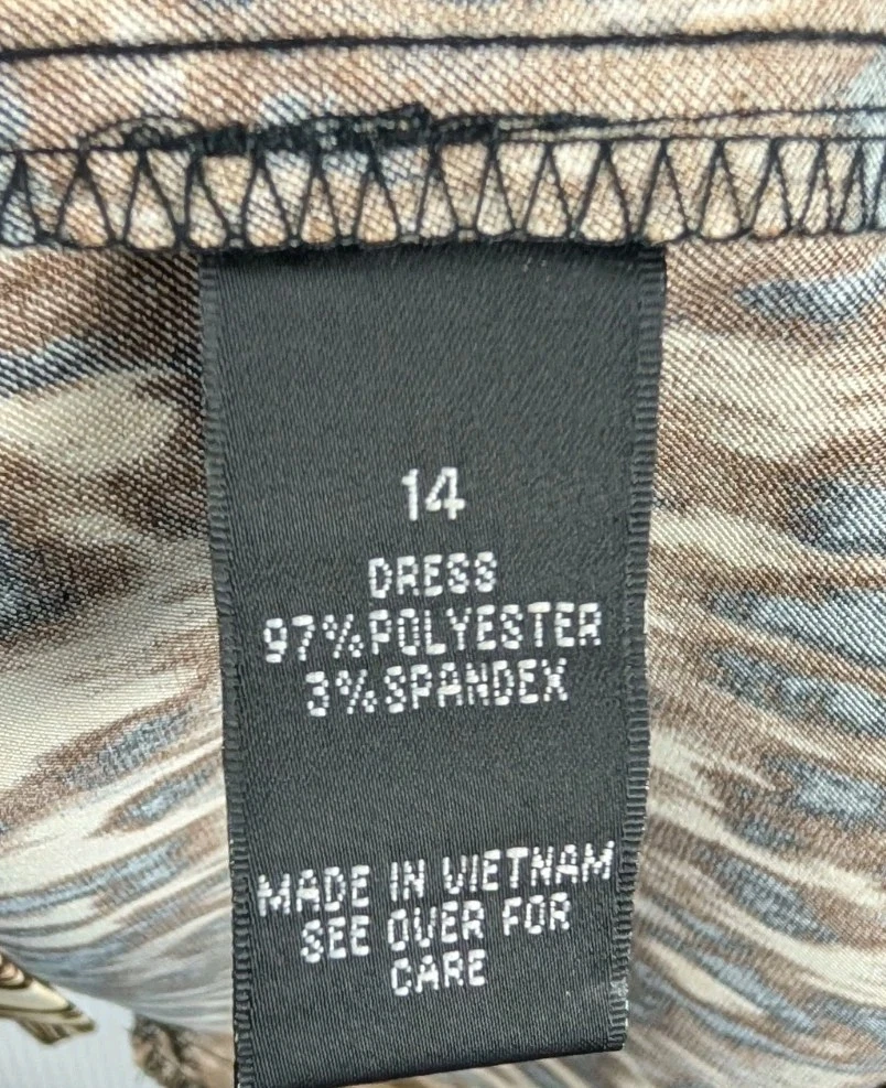 Abito ALYX stampa leopardata vestito senza maniche linea A nuovo con etichetta taglia 14 senza cintura