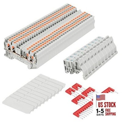DIN Rail Terminal Block Twin Spring Terminal Connectors Push in 56 ST2-2.5/2x2