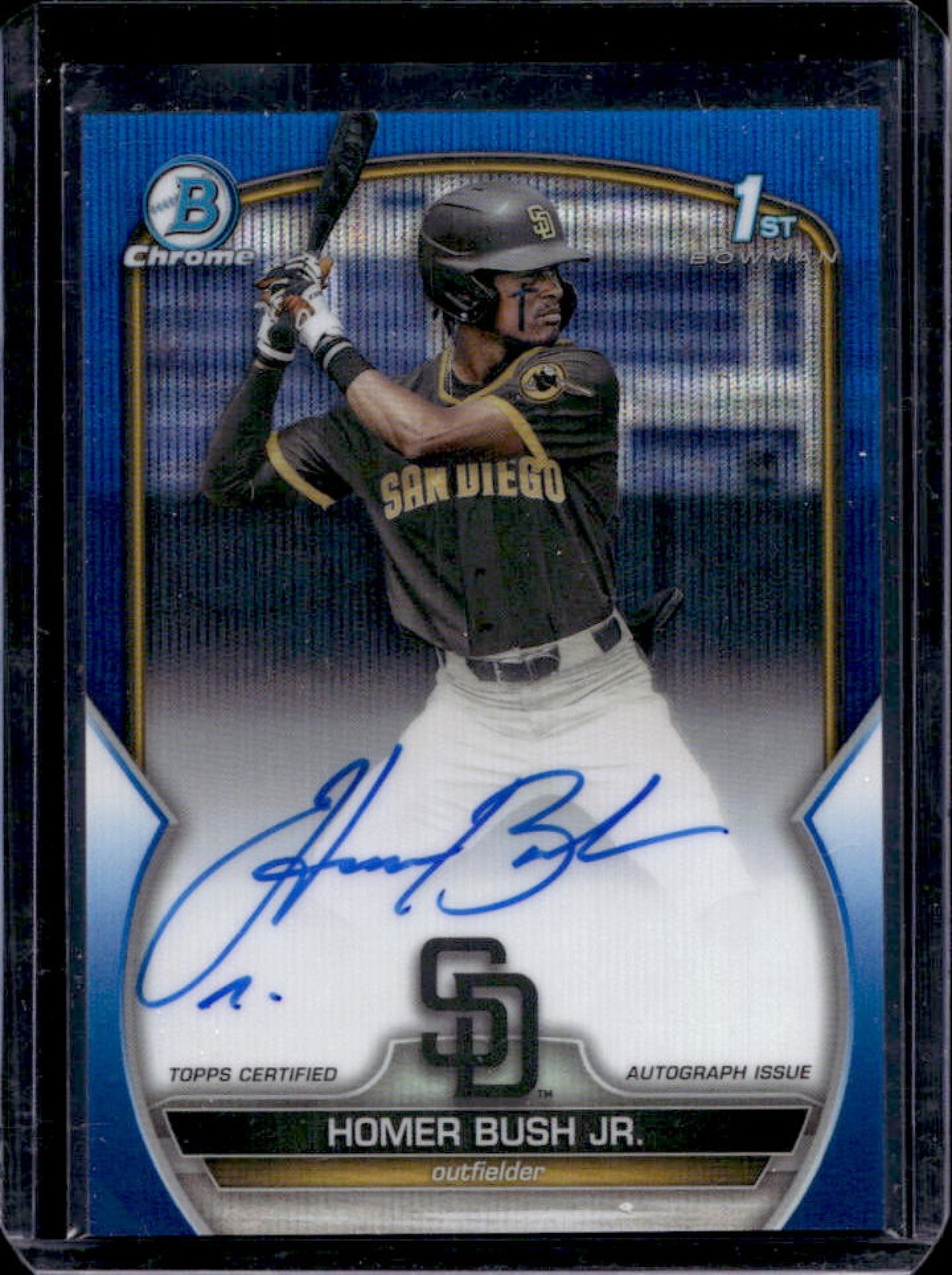 2023 Bowman Draft Homer Bush Jr. Chrome Auto Blue Wave Refractor 1st #/150