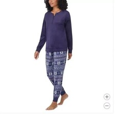 Nautica 2 Piece Sleepwear Set - Blue Silky Stretch Fleece Women's, S