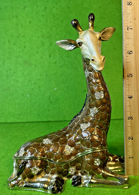 Luxury Giftware Bejeweled ZEKE Giraffe Large 8'' Trinket Box w/ Matching Necklace