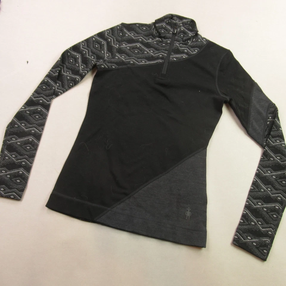 Suéter Smartwool Mujer XS Manga Larga 1/4 Cremallera Informal Exterior Pullover Negro Foto 2 de 4