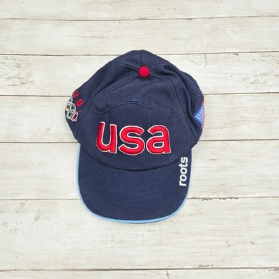 Roots 2002 Winter Olympic Games USA Team Hat Navy Blue Adjustable Made in Canada