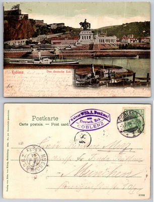 #ad Koblenz Germany Monument Harbor View Postcard $4.81