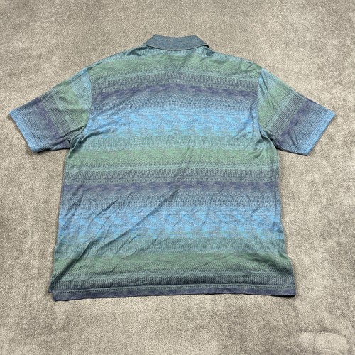 Jhane Barnes Polo Shirt Mens Large Multicolor Geometric Cotton Knit Retro - Picture 4 of 8