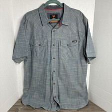 Hawx Work Wear Men's Short Sleeve Button Up Shirt Pockets Stretch Blue Large