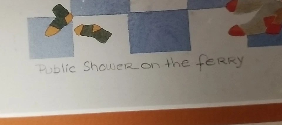 Litografía firmada por Rie Muñoz "Ducha pública en el ferry" # 152/950 1998 de colección Foto 2 de 4