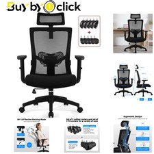 Bürostuhl Ergonomisch, Schreibtischstuhl mit Verstellbarer Kopfstütze, Armlehnen