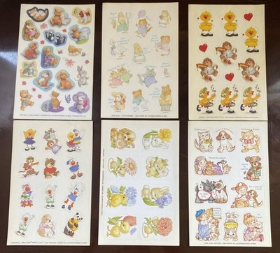 Current Inc 1980 s  VTG Sticker Sheets Cute Animals Lot Of 6 Sheets