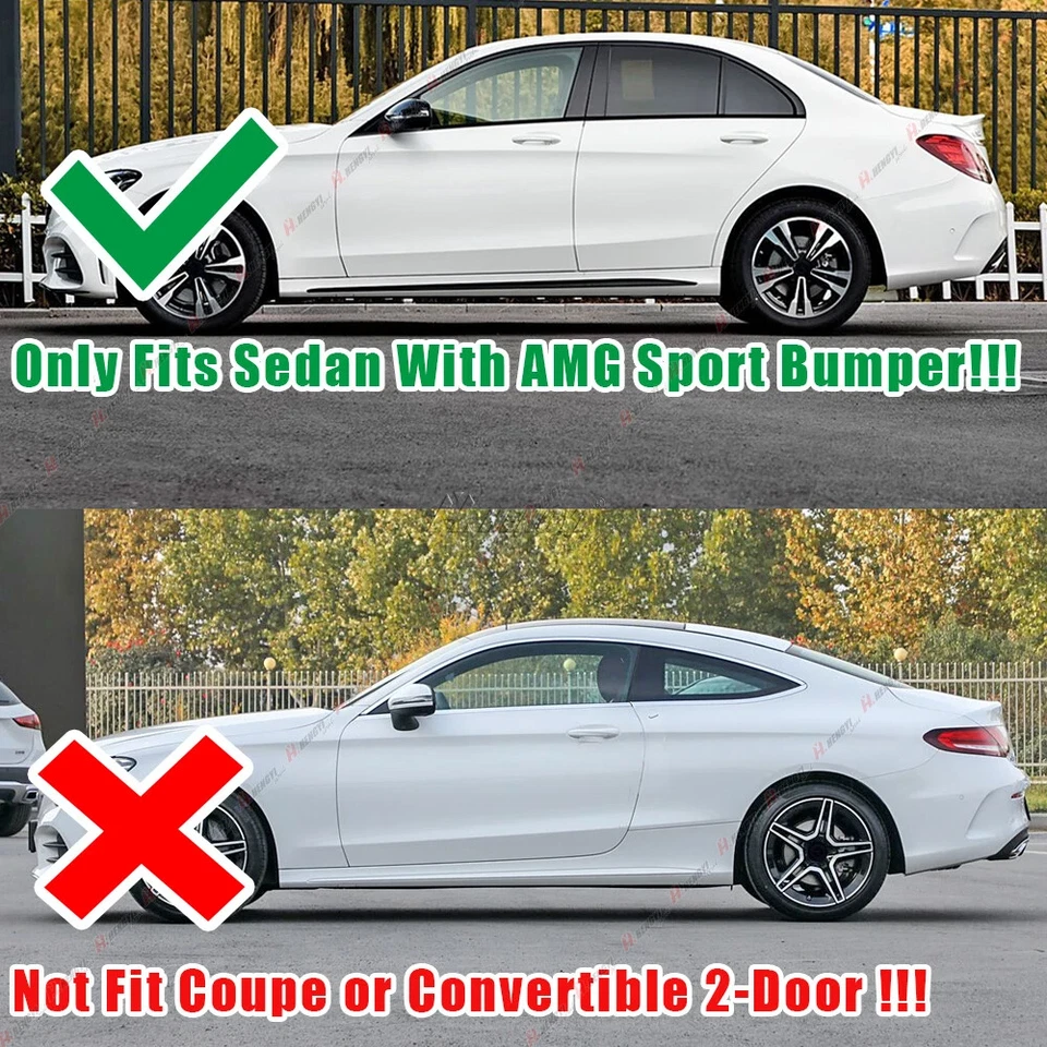 FOR 22-25 C200 C300 AMG W206 C63 STYLE REAR DIFFUSER W/ BLK CHROME EXHAUST TIPS - Image 3 of 4