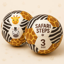 Soccer Ball Size 3 - Safari Steps - Perfect Gift for Kids Age 2-8 