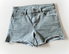 American Eagle Super Super Stretch Hi-Rise Shortie Green Denim Shorts Sz 4