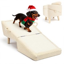 Dog Stairs for Small Dogs and Cats   2-in-1 Dog Ramp for Couch and Low Bed, 1...