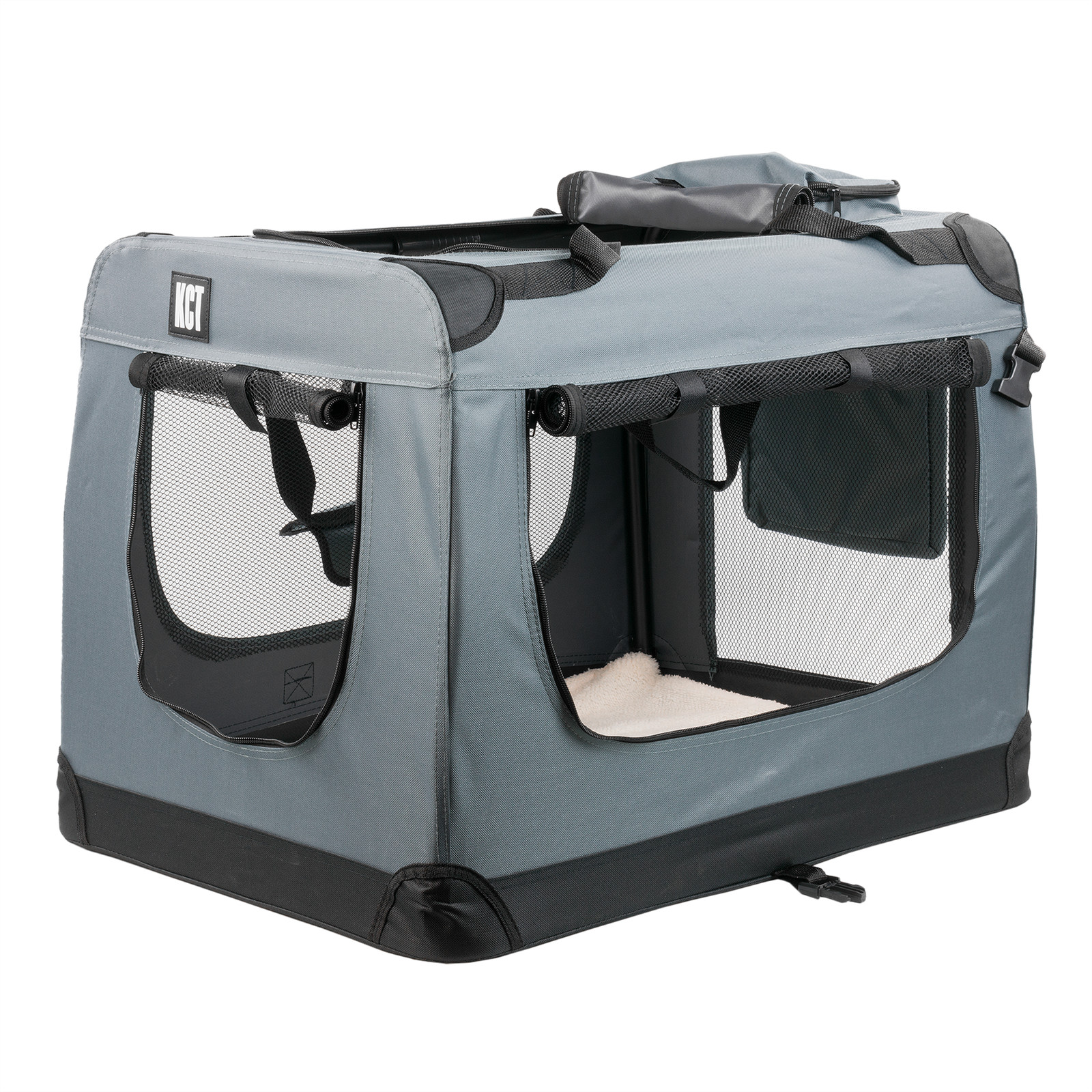 LARGE L GREY KCT FABRIC PET CARRIER BAG CAT DOG TRAVEL CRATE PORTABLE FOLDABLE