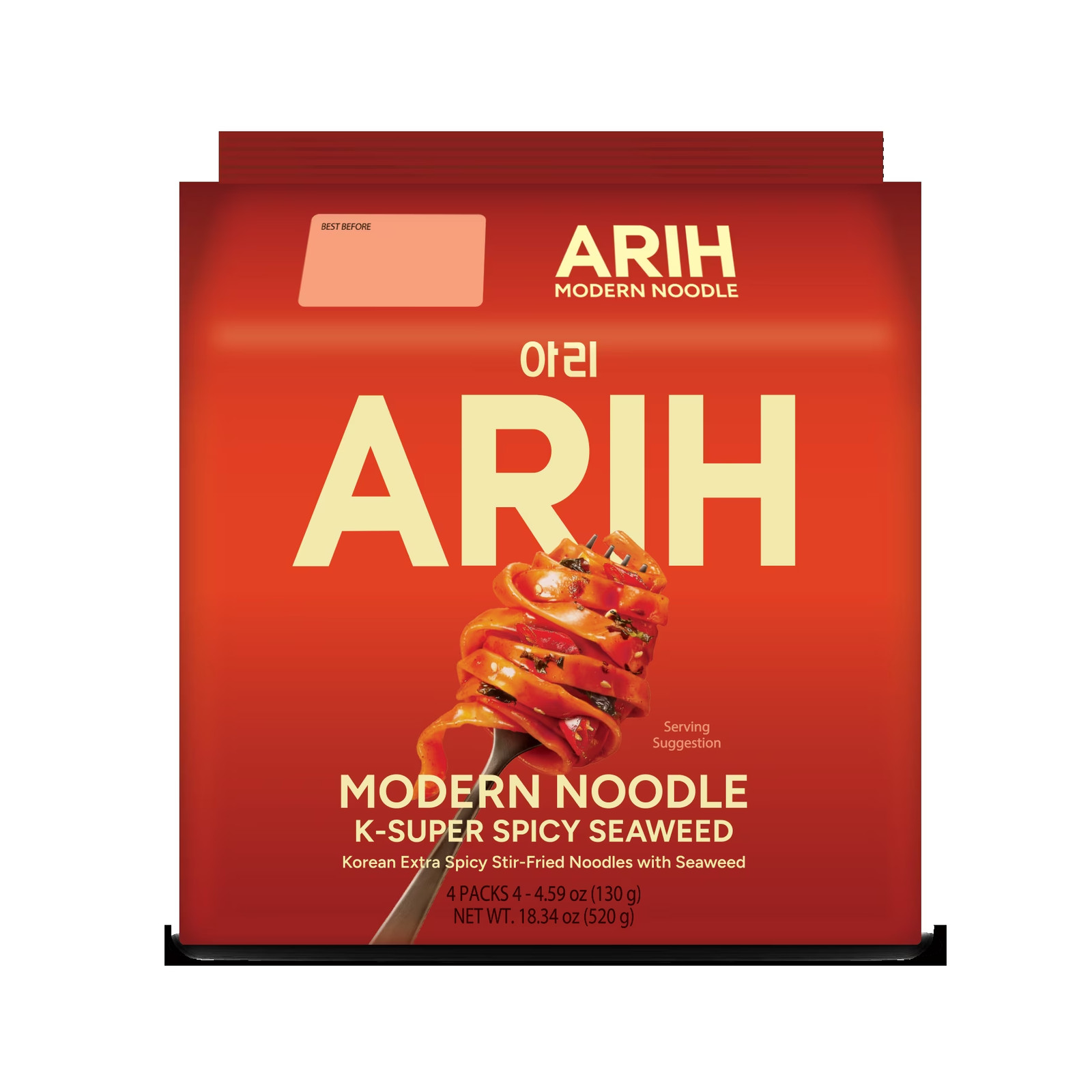 ARIH Modern Noodles, Western-Korean Fusion Soup-Less Noodles, K-Super Spicy Seaw