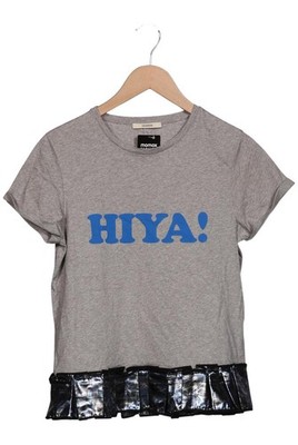 odeeh T-Shirt Damen Shirt Kurzärmliges Oberteil Gr. XS Baumwolle Grau #dqohfh9