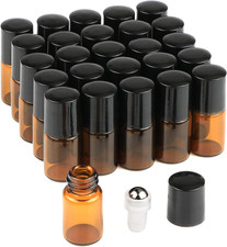 25 Pcs Essential Oil Glass Roller Bottles Mini Tiny Refillable Empty Aromatherap