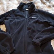 Columbia Women's Black Full Zip Collared Fleece Jacket Mid-Length Size M