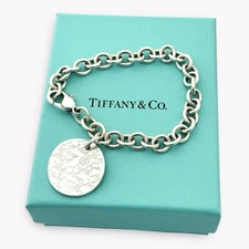 AUTHENTIC  Tiffany & Co Notes Round Tag Bracelet – Fifth Avenue-18.5cm 