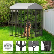 4x4x6 FT Outdoor Dog Kennel, Large Dog Cage Pet House Dog Playpen w/ Roof Cover