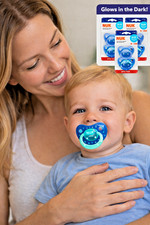 NUK Orthodontic Pacifiers 6-18 Months Glow in the Dark Blue BPA Free 4x3 Pack