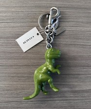 NWT Coach T-Rex Rexy Dinosaur Bag Charm Keychain Fob Silver / Green CAX75
