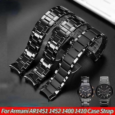 Ceramic Watch Strap For Armani AR1451 AR1452 AR1400 AR1410 24mm Folding Buckle