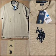 New! U.S Polo Assn, Classic Soft Casual Interlock Shirt XL Color Light Brown
